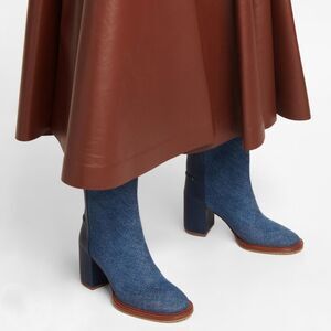 Chloe Edith Denim & Leather Heeled Ankle Boots size 40.5